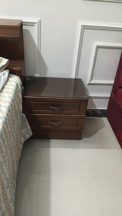 Bed with 2 side tables without foam and dressing table for sale