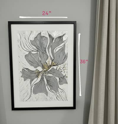 Modern Grey Floral Texture Art - Handmade Canvas