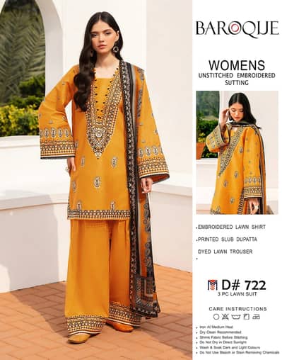 Baroque 3PC Embroidered Luxury Designer Lawn VOL-06 – Super Wholesale