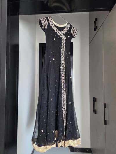 Elegant Black Embroidered Maxi/Formal Dress