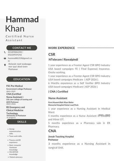 I am a certified nurse  I am looking for a job