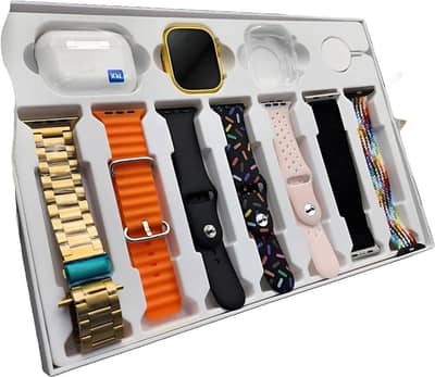i20 Ultra Smartwatch 10-in-1 Combo – 7 Different Color Straps