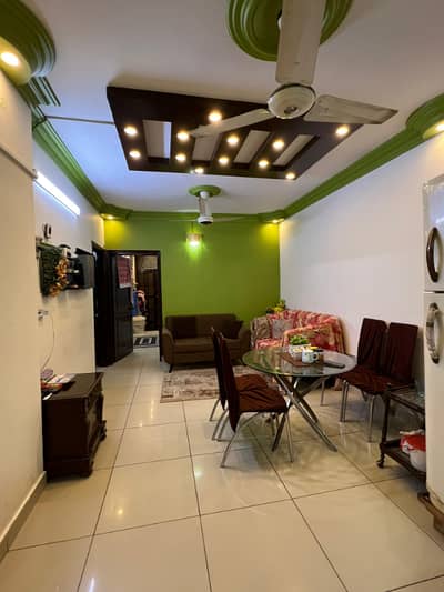 2 Bed, Drawing | 1st Floor | 1100 Sq Ft + Extra Land | Corner Leased Apartment For Sale In Palm Residency, Block 3A, Gulistan-e-Johar