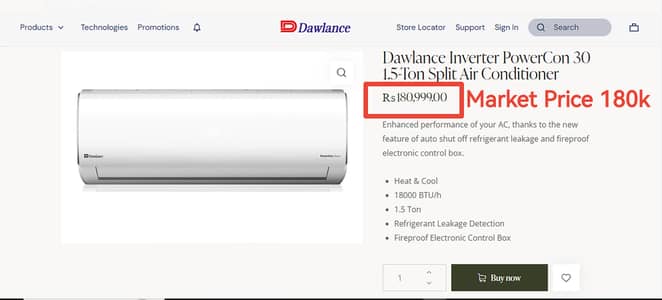 Dawlance AC 1.5 Ton Inverter Heat & Cool - BOX PACK - 10/10 CONDITION