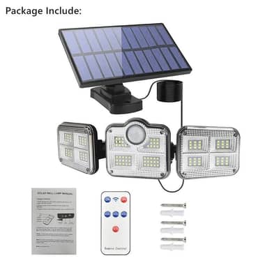 Solar Sensor Light - 3 Head Adjustable Security Light (Waterproof)