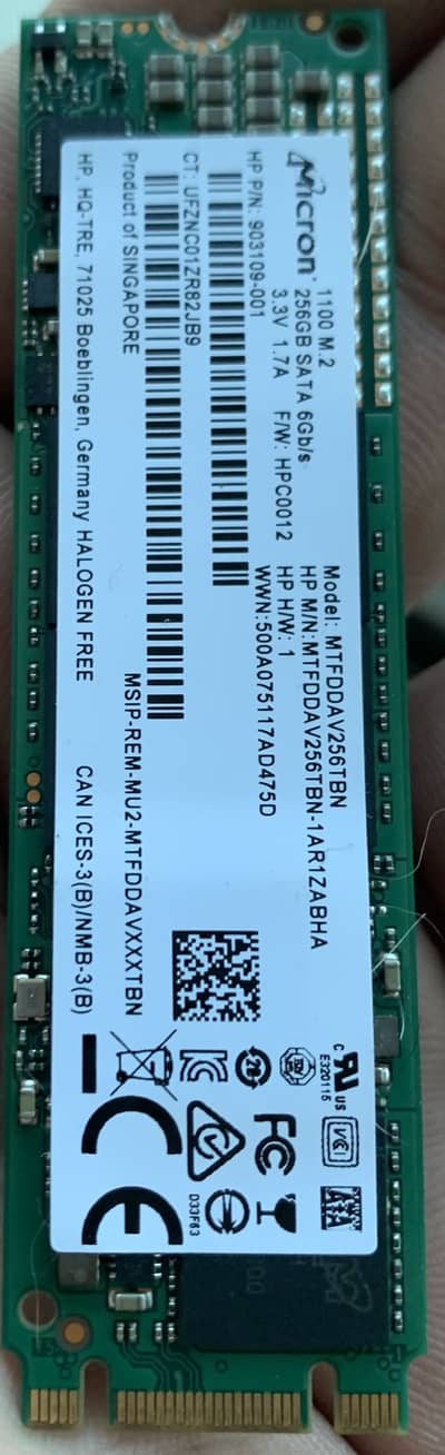 Micron 256GB M. 2 SATA SSD - Original HP Pull - [80%+]