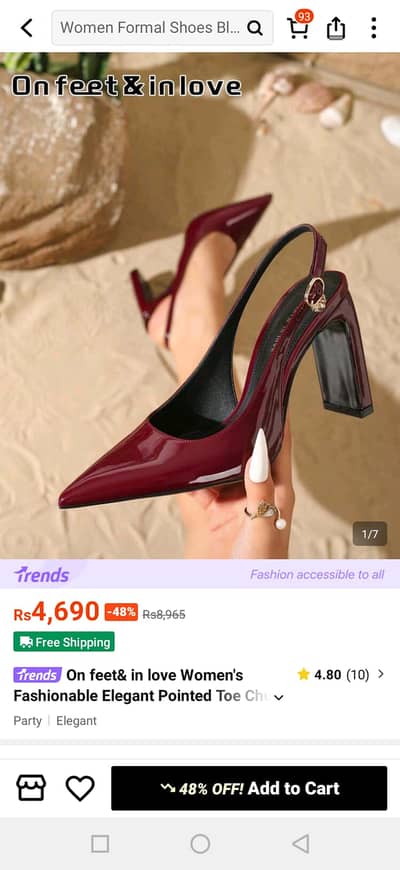 SHEIN Maroon Pointed Toe Heels Size 41 – ₨4000