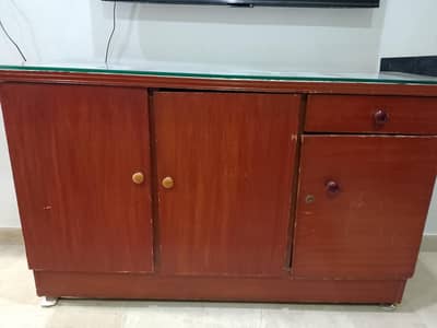 Wooden Sideboard / Cabinet with 12mm Glass Top