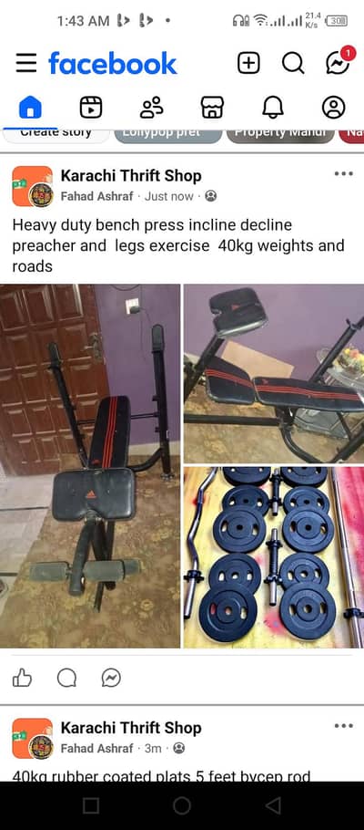 dumbbells+ multiple bench + weights