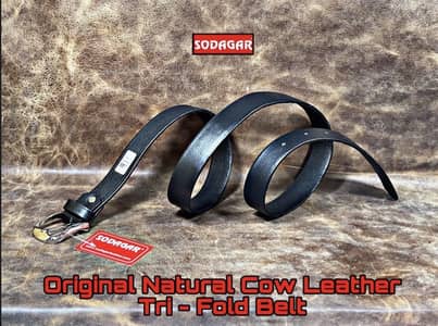 Genuine Cow Leather Tri-Fold Belt For Men
