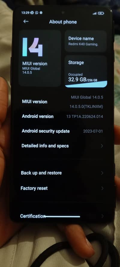 REDMI K40 256 DUAL PTA APPROVED