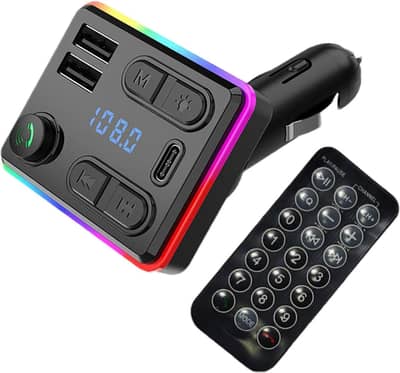 FM Transmitter Radio Receiver,Handsfree with Remote Control-Type-C+USB