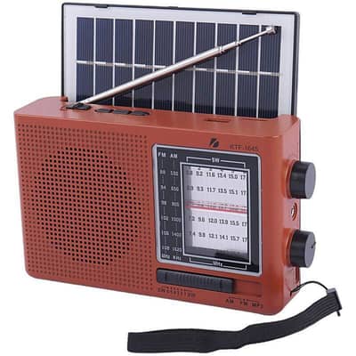 Ktf- Portable Wireless AM FM SW 8 Band Solar Outdoor Radio Bt Speaker