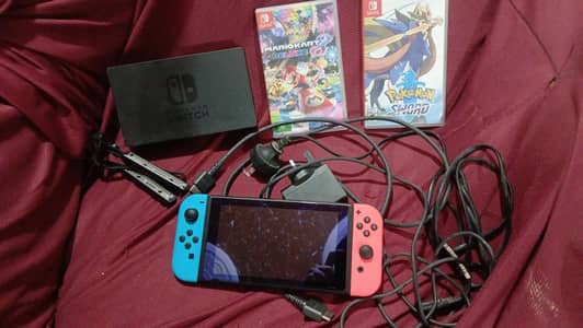 nintendo switch with complete kit plus 2 games