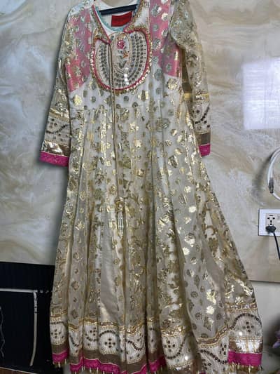 party wear maxi with jacquard print on dupatta