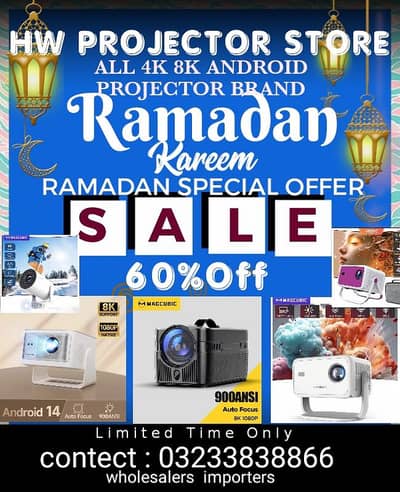 FULL HD 4K ANDROID SMART PROJECTOR/ MULTIMEDIA PROJECTOR/ HOME CINEMA