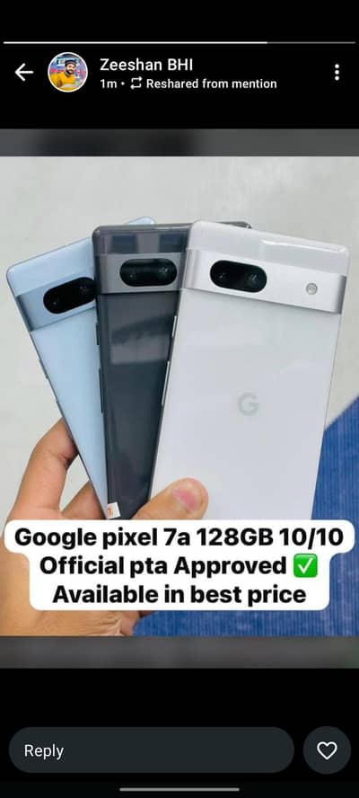google pixel 7a official pta approved 8/128
