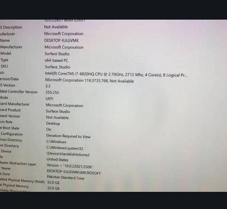 Microsoft Surface Studio screen size 28” 2