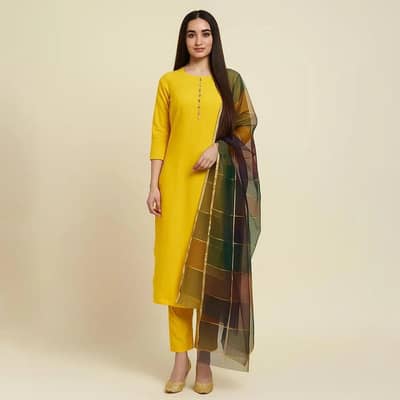 Beautiful Yellow Women's Suit with Fancy Dupatta - Eid Collection