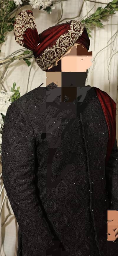 Groom turban (red velvet with golden embroidery)