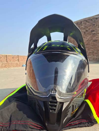 MX702 Pioneer II Crazy Matt Black H-V Yellow LS2 Helmet