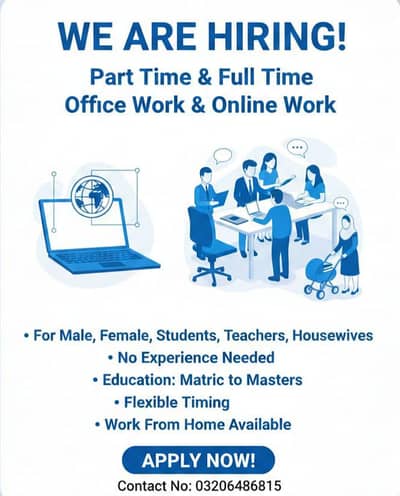part time full time office work or online work