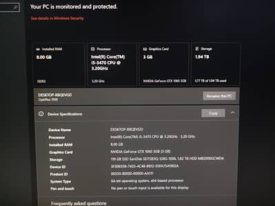 core i5 3rd gen with GTX 1060 3GB PC for Sale