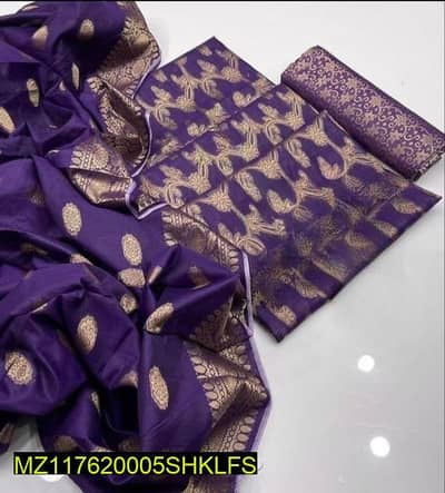 Premium Purple / Cotton –  Printed 3-Piece Suit with Dupatta