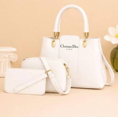 Women's Leather Plain Hand Bag Set