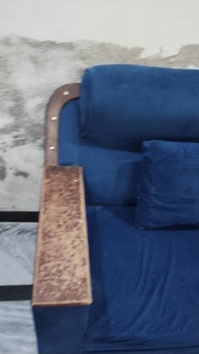7 seater golden sofa+3seater blue sofa