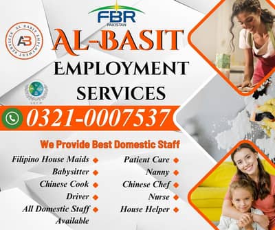 we provide All domistic staff cook house babysitter 03210007537