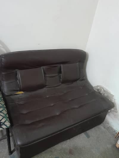 2 seater sofa with mirror table of good wood