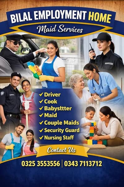 Maids / House Maids / cook / Nanny , chef / Baby Sitter maid available