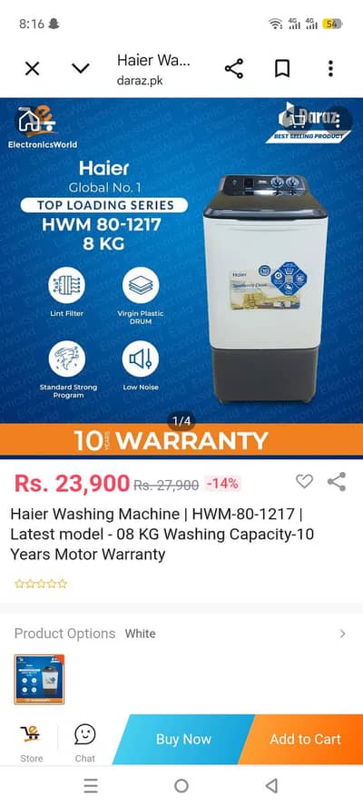 Haier 8 kg washing machine