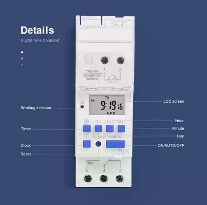 TOMZN 30A NO/NC Weekly 7 Days Programmable Digital TIMER SWITCH 3