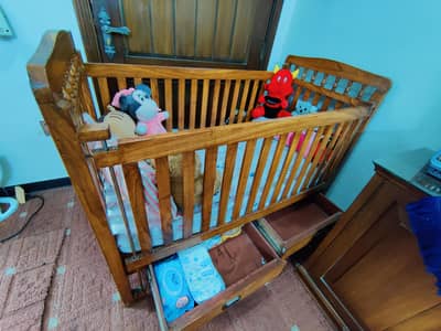 Baby Cot|Kids Bed||Wooden Cot (With Matress)