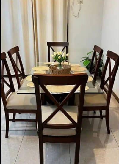 wooden dining table/6chairs dining table/glass top dining table/fur
