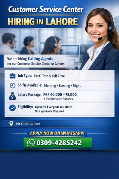 Calling Company job available for everyone in Lahore