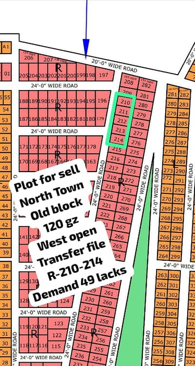 120 SQ. Yd Plot For Sell In North Town Residency Phase 1 Old Block