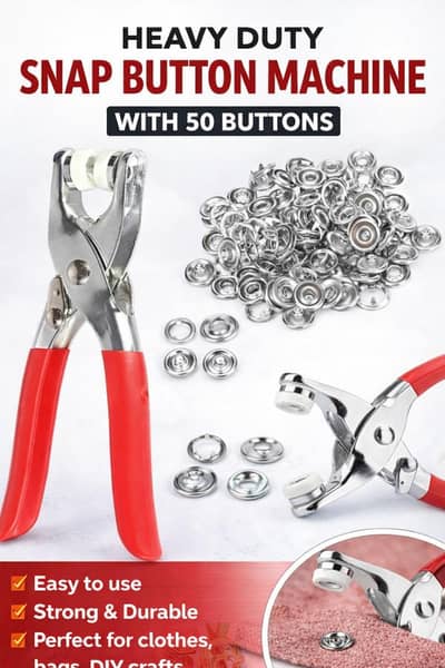 Snap Button Machine with 50 Buttons – Heavy Duty Metal