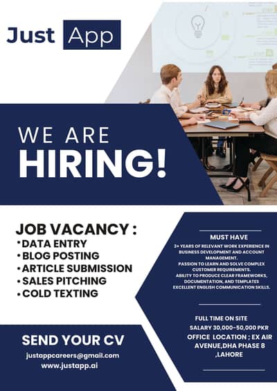 JustApp is Now Hiring In Lahore