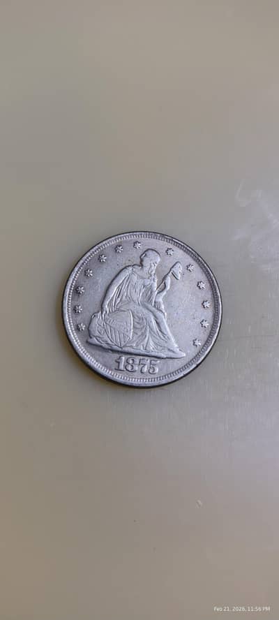 USA 1875 SITTING LIBERTY 20 CENTS | USA OLD COIN | USA RARE COIN |