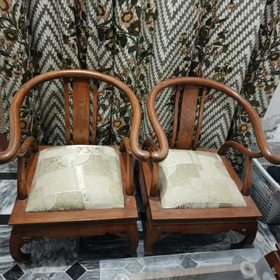 Four-Piece Wooden Sofa Set with Vintage Charm