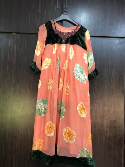 Eid Wear / Wedding Wear Frock( peach colour)