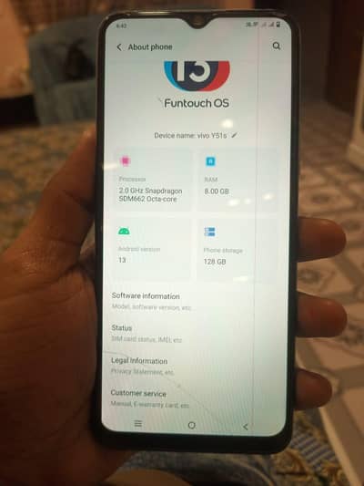 vivo y51s 8gb 128gb dubble sim aproved bs halki si line hai