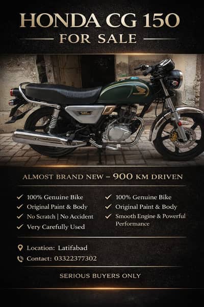 Honda CG 150 – 2025 Model | Like Brand New
