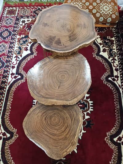 Pure Wood Nesting Table Set of 3