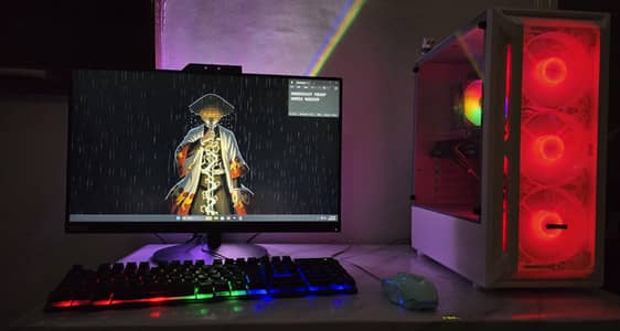 Gaming pc with 24” Borderless Monitor Ryzen 5 3600, RX 6600, 16GB RAM