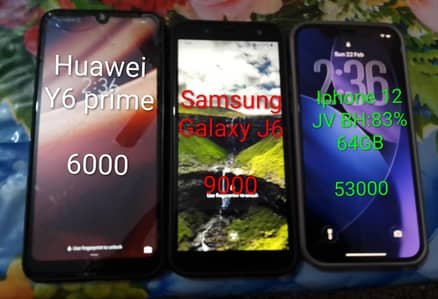 Iphone 12 Samsung J6 Huawei Y6 prime