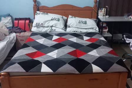 Solid wood queen size antique bed (used) with mattress